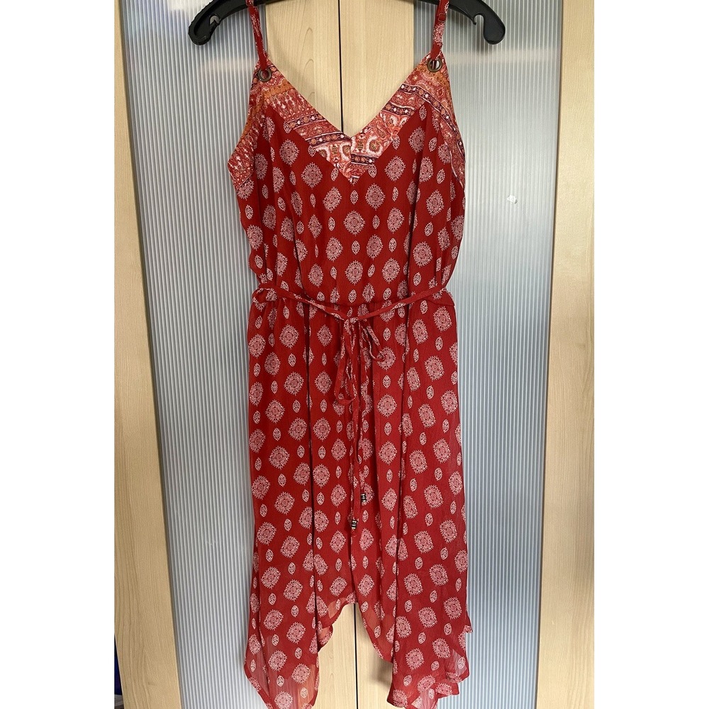 Xhilaration Fairy‎ Flowy Floral Dress High-Low Summer Red Sz M